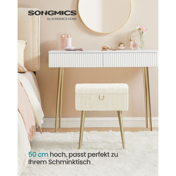 Songmics sminkebord, justerbar, kremhvit, LOM505WZ02