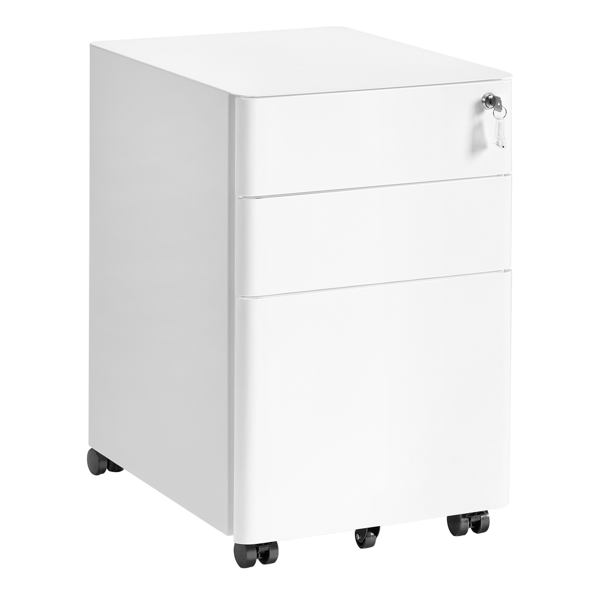 SONGMICS arkivskap, 3 skuffer, 50 × 39 × 59 cm, låsbar, med hjul, matt hvit, OFC032WG01