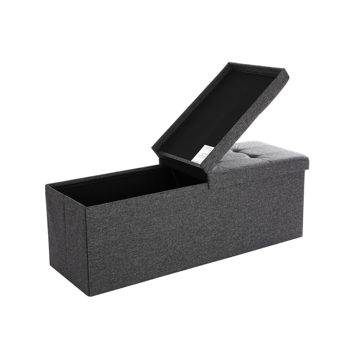 SONGMICS benk, 120 L, 38 × 110 × 38 cm, sammenleggbar, med lokk, mørkegrå, LSF76GYZ