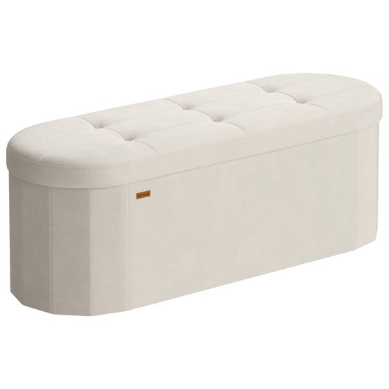 Songmics oppbevaringskiste, 110 L, 38 × 110 × 38 cm, sammenleggbar, kremhvit, LSF297LH01