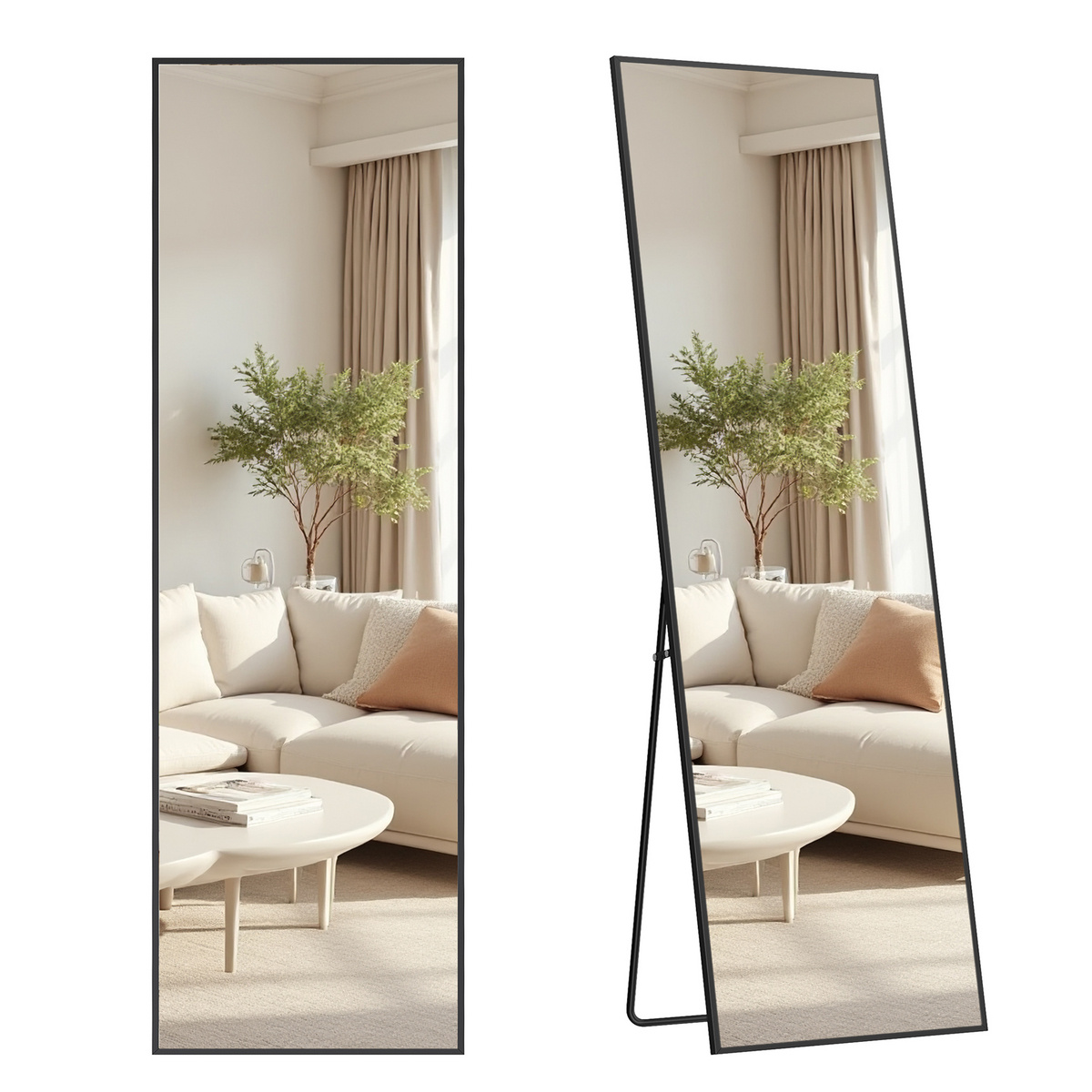 SONGMICS helfigurspeil, 160 × 50 cm, svart, LFM050BD01
