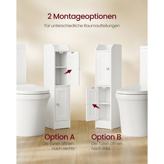 Vasagle baderomsskap, justerbar hylle, frittstående, skyhvit, BBK312WB02