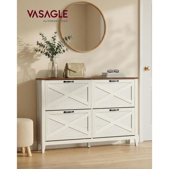 Vasagle skoskap, frittstående, hvit, HSC401W101