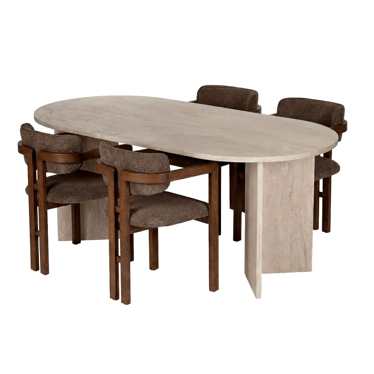 Norda Design elegant 5-delt spisebordsett med stoler | 100% melamin, lettstelt stoff