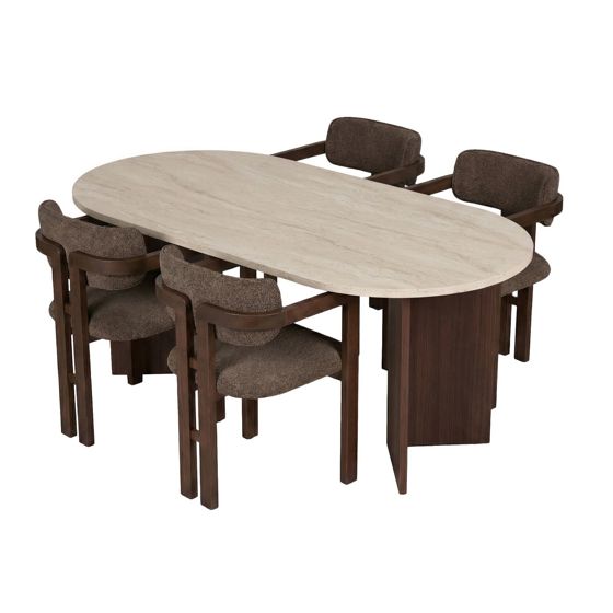 Norda Design Spisebord- og stolsett (5 Pieces) Meridia 4 90 x 180 x 75 cm