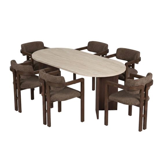 Norda Design Spisebord- og stolsett (7 Pieces) Meridia 6 90 x 180 x 75 cm