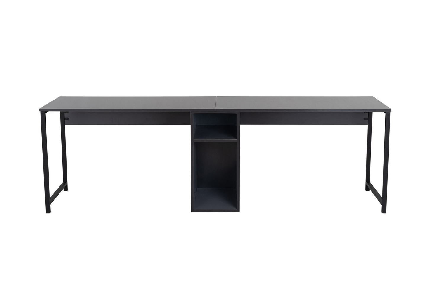 Norda Design moderne skrivebord med hyller, 240x60x74 cm | 100% melamin, metallben | veggmonterbar