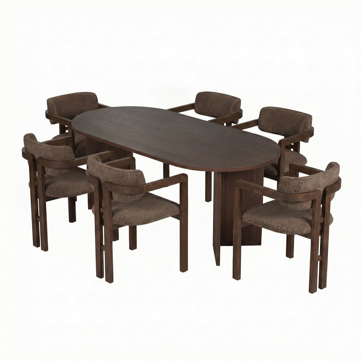 Norda Design 7-delt spisebordsett med stoler | 100% melamin og bøkramme | moderne skandinavisk design