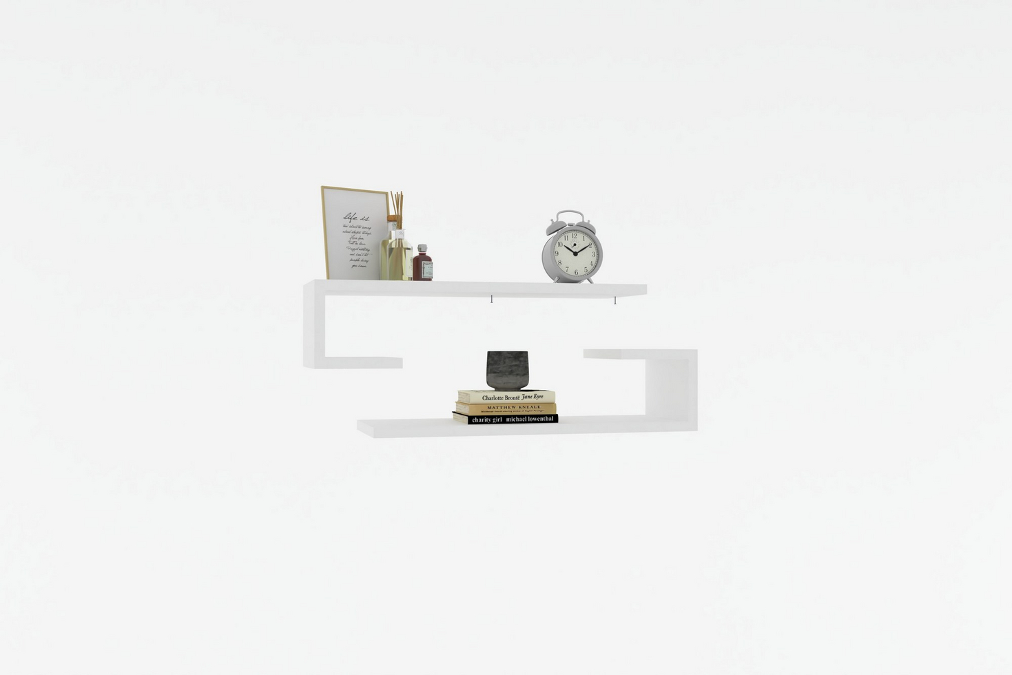 Norda Design moderne vegghylle (2 deler), 60 x 15 x 19.6 cm | 100% melaminbelagt, 18 mm tykk | stilig og funksjonell