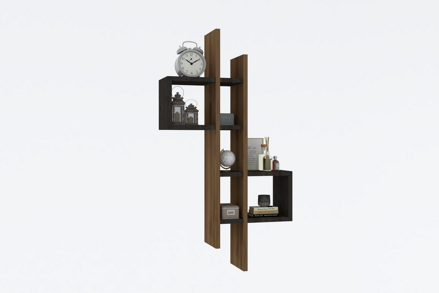 Norda Design moderne vegghylle, 53.8 x 108 x 19.6 cm | 100% melaminbelagt, 18 mm tykk | stilig oppbevaringsløsning