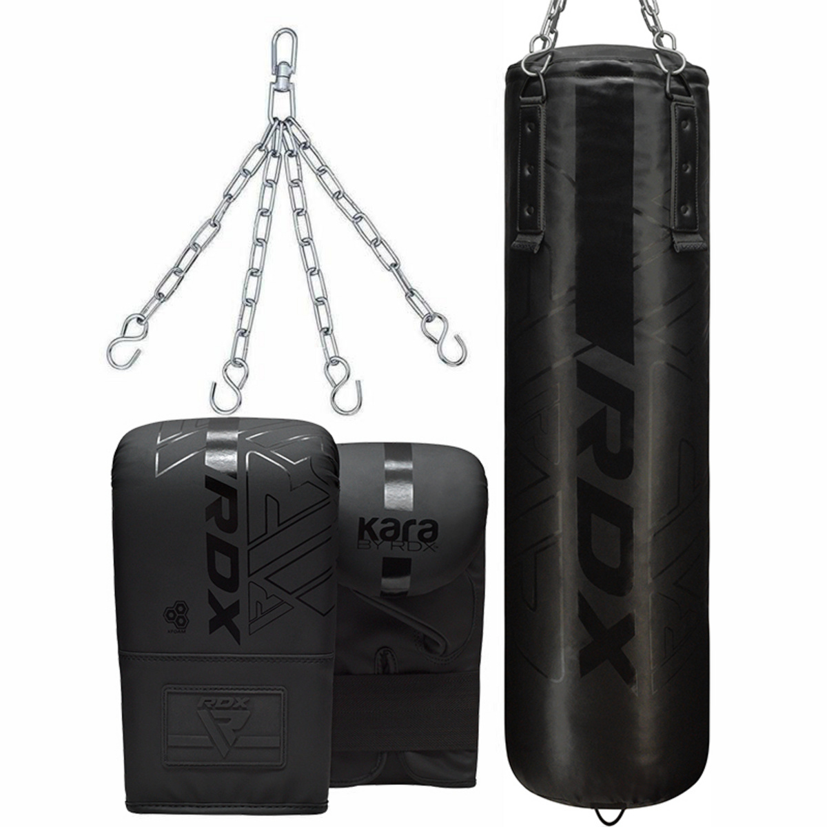 RDX F6 Kara boksesekksett, 3 deler, matt svart, 5 ft