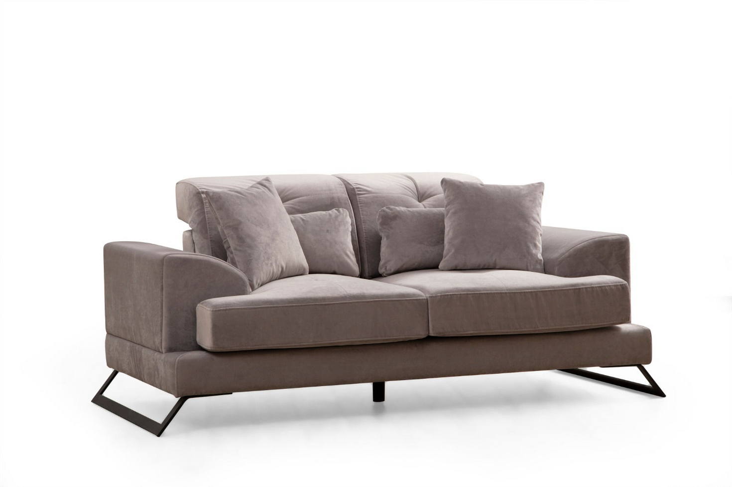 Norda Design stilig 2-seters sofa, bøkramme, justerbar rygg, 100% polyester, moderne design