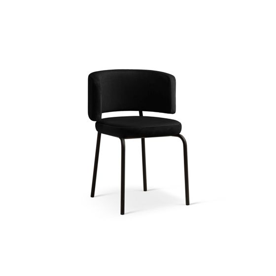 Cosmopolitan Design fløyelsstoler, 2 stk., "Dora", 1-seter, 58 × 57 × 75 cm, svarte metallben, svart