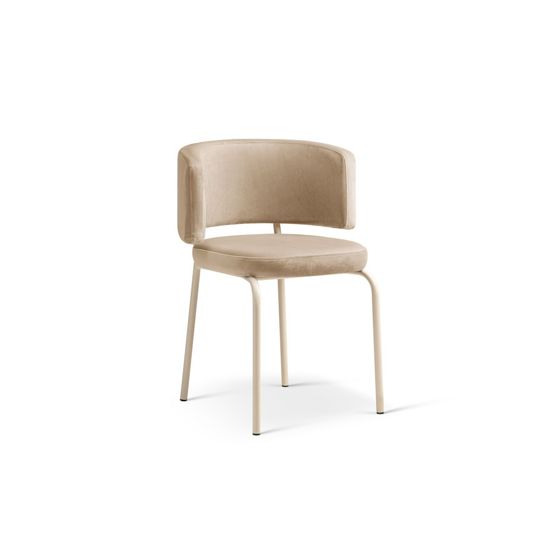 Cosmopolitan Design fløyelsstoler, 2 stk., "Dora", 1-seter, 58 × 57 × 75 cm, kremfargede ben, mandelbeige