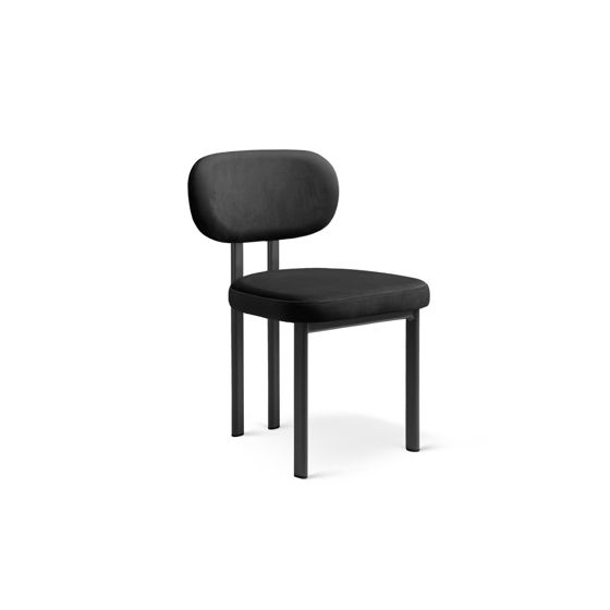 Cosmopolitan Design fløyelsstoler, 2 stk., "Sam", 1-seter, 51 × 52 × 82 cm, svarte metallben, svart