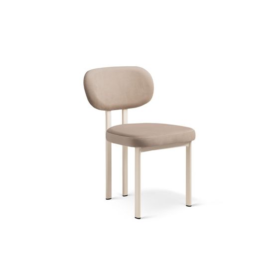 Cosmopolitan Design fløyelsstoler, 2 stk., "Sam", 1-seter, 51 × 52 × 82 cm, kremfargede ben, mandelbeige