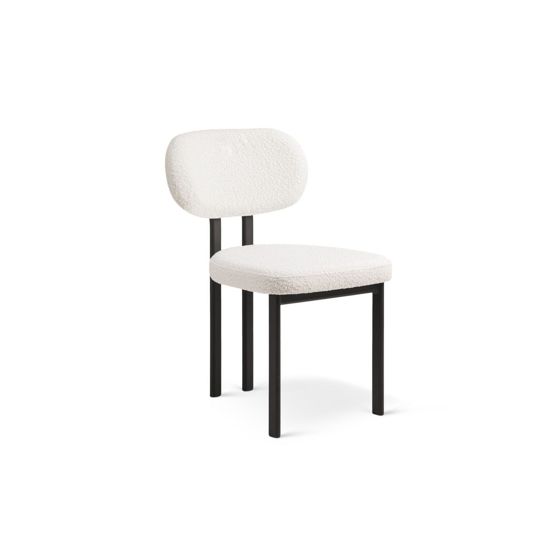 Cosmopolitan Design bouclé-stoler, 2 stk., "Sam", 1-seter, 51 × 52 × 82 cm, svarte metallben, hvit