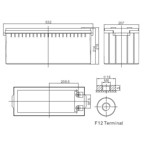 BrightSolar vedlikeholdsfritt AGM-batteri DC12-160Ah