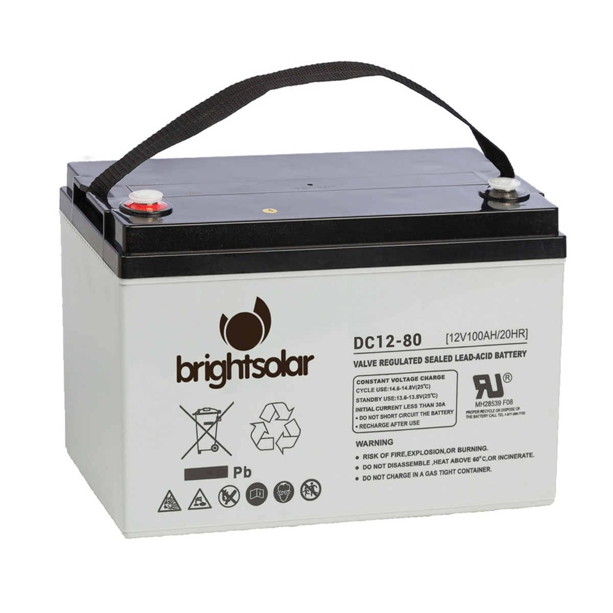 BrightSolar vedlikeholdsfritt AGM-bobilbatteri DC12-80Ah
