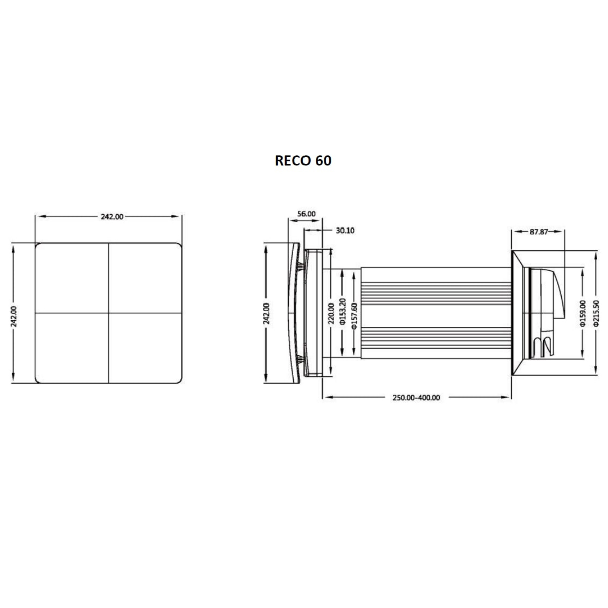 Cooltron ventilasjonsenhet med varmegjenvinning Reco 60 EVO2