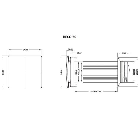 Cooltron ventilasjonsenhet med varmegjenvinning Reco 60 EVO2