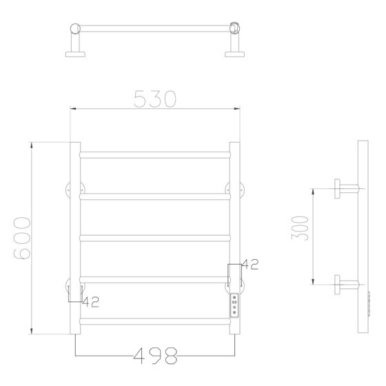 Innosanit håndkletørker 5 stenger 70 W rustfritt stål