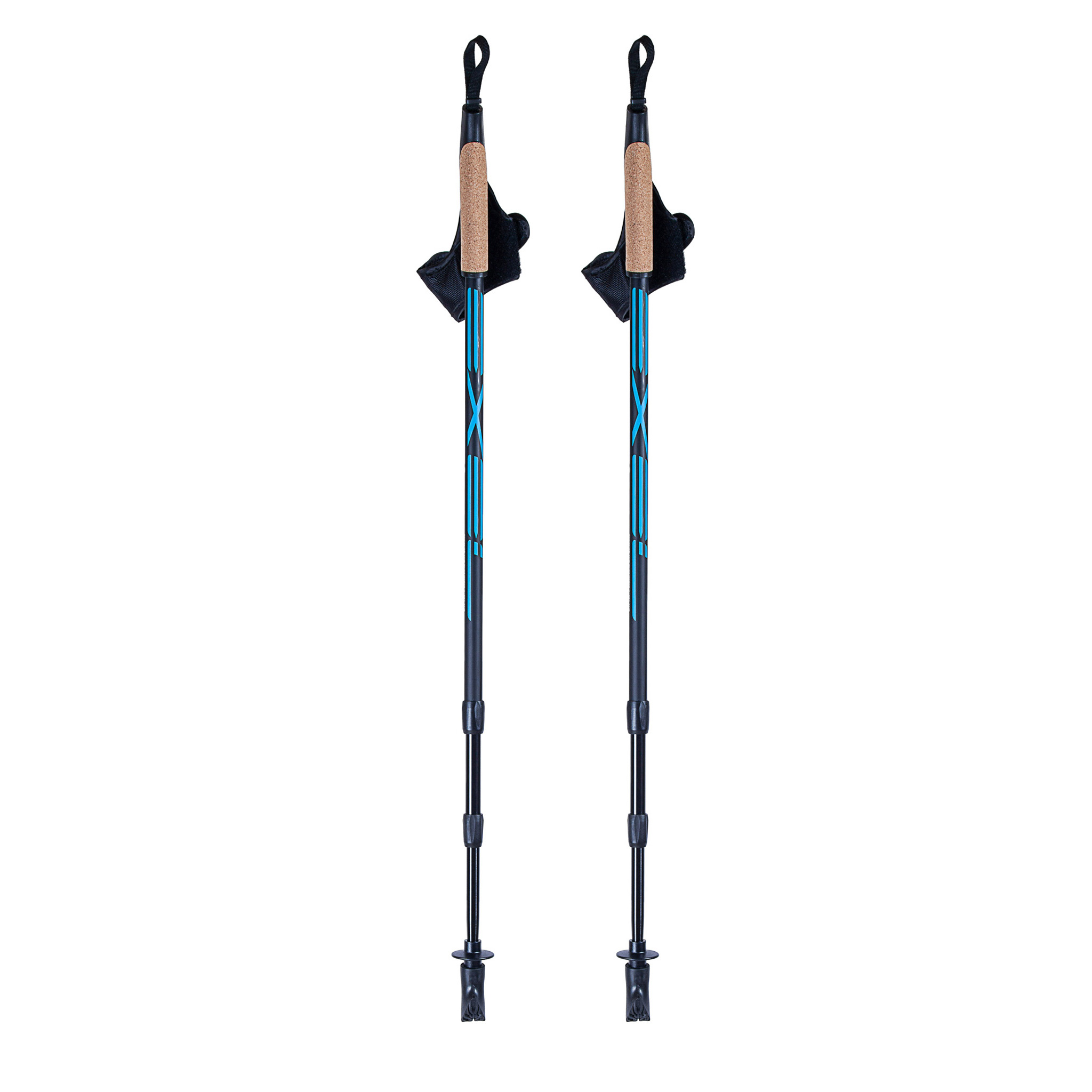 Exel Nordic Walker Alu Justerbare staver for stavgang Svart/Cyan 100–135 cm