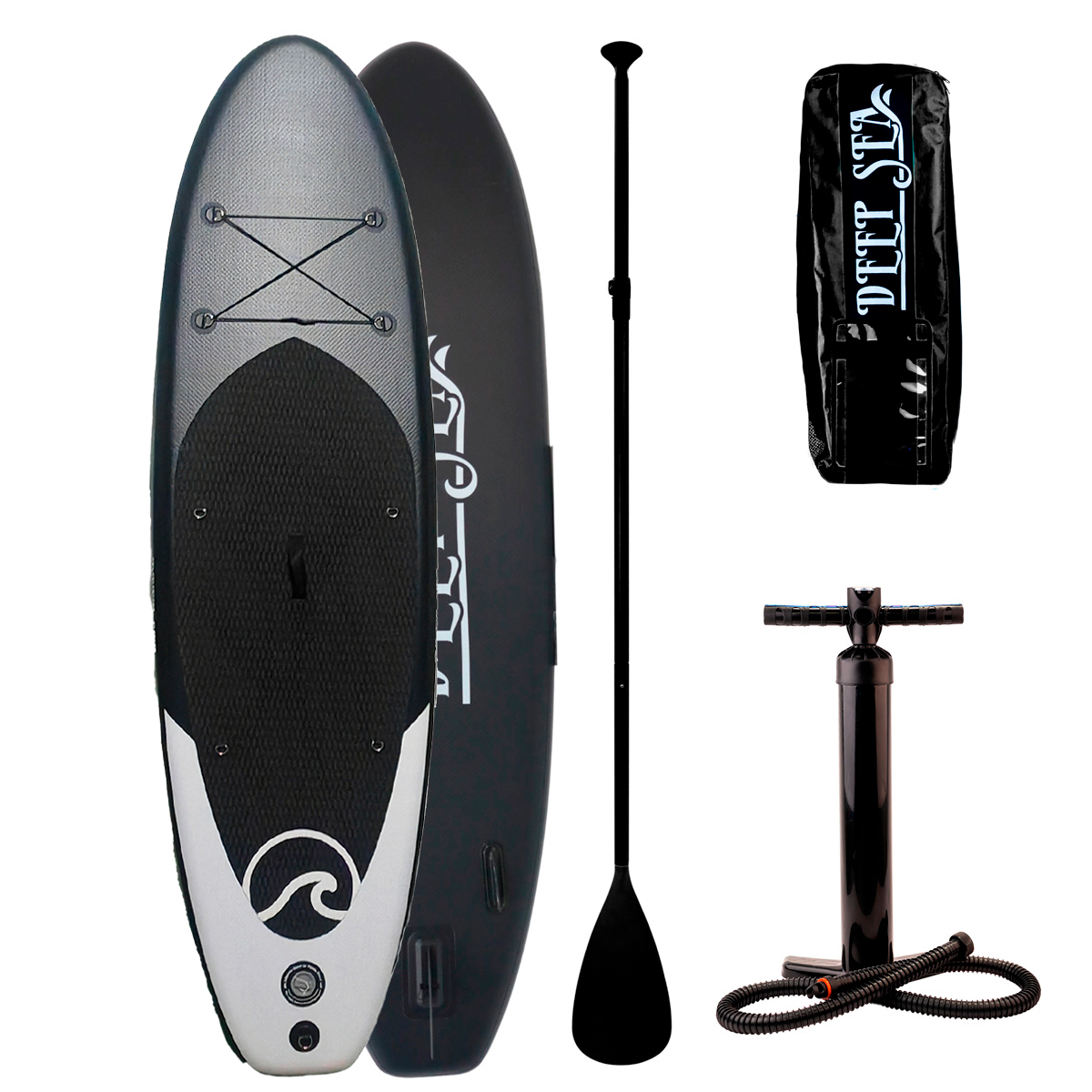 Deep Sea SUP Brett Sett Standard (275cm), svart
