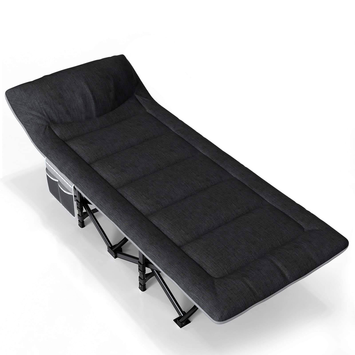 Nordcore Campingseng Premium, Svart-210x80x40cm - maks 280kg