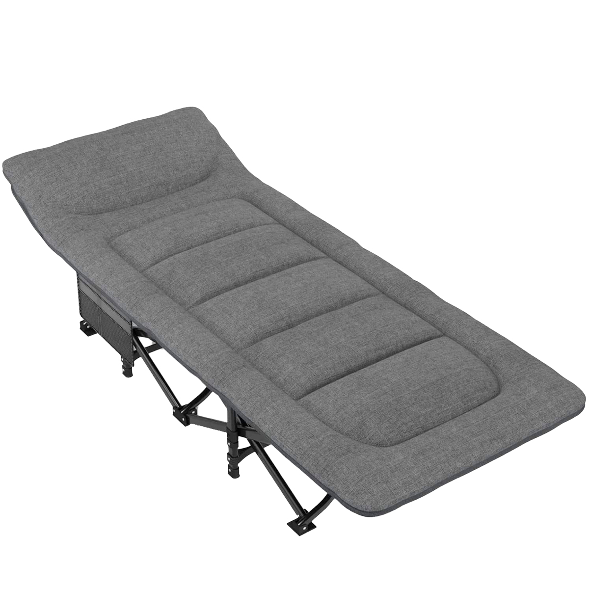 Nordcore Campingseng Premium, Grå-210x80x40cm - maks 280kg