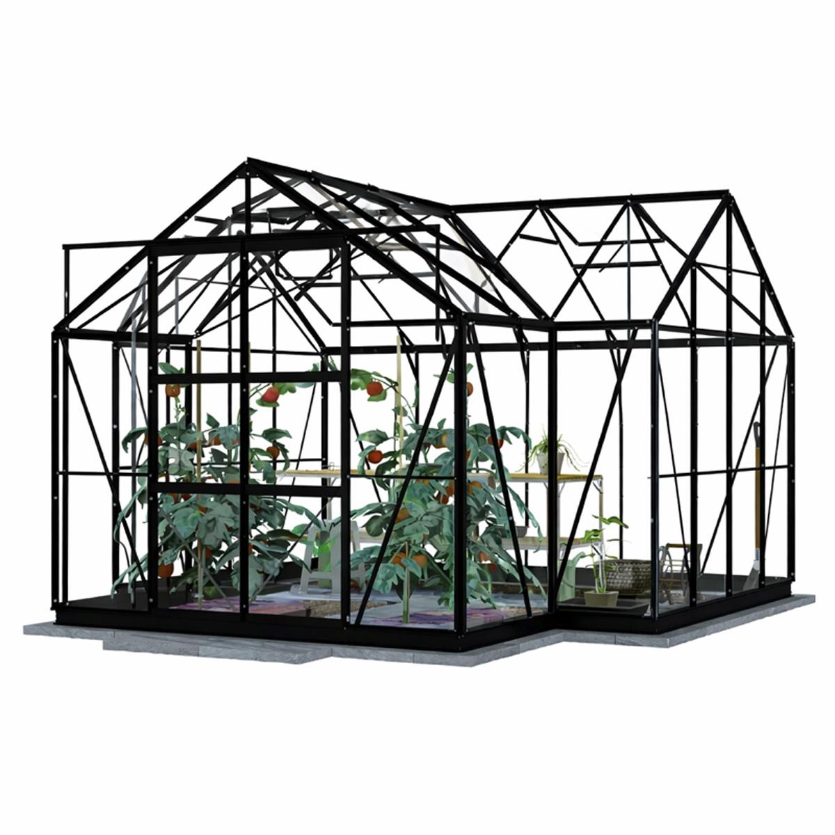 Lykke Drivhus T-formet Svart 12.8 m2