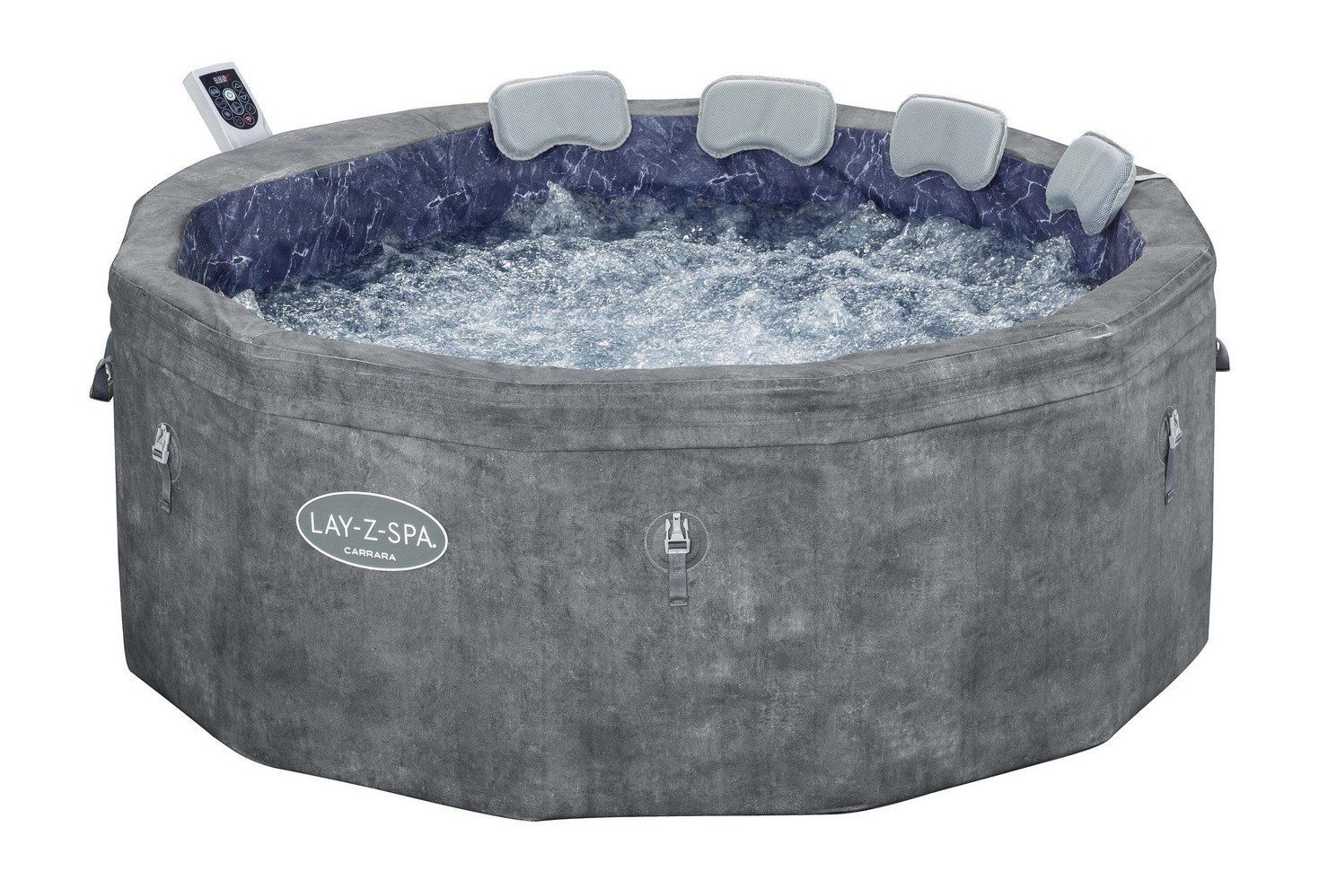 Bestway Lay-Z-Spa Carrara Thermacore Ultrafit Smart AirJet 6 grå stein rund 1,70 m x 65 cm