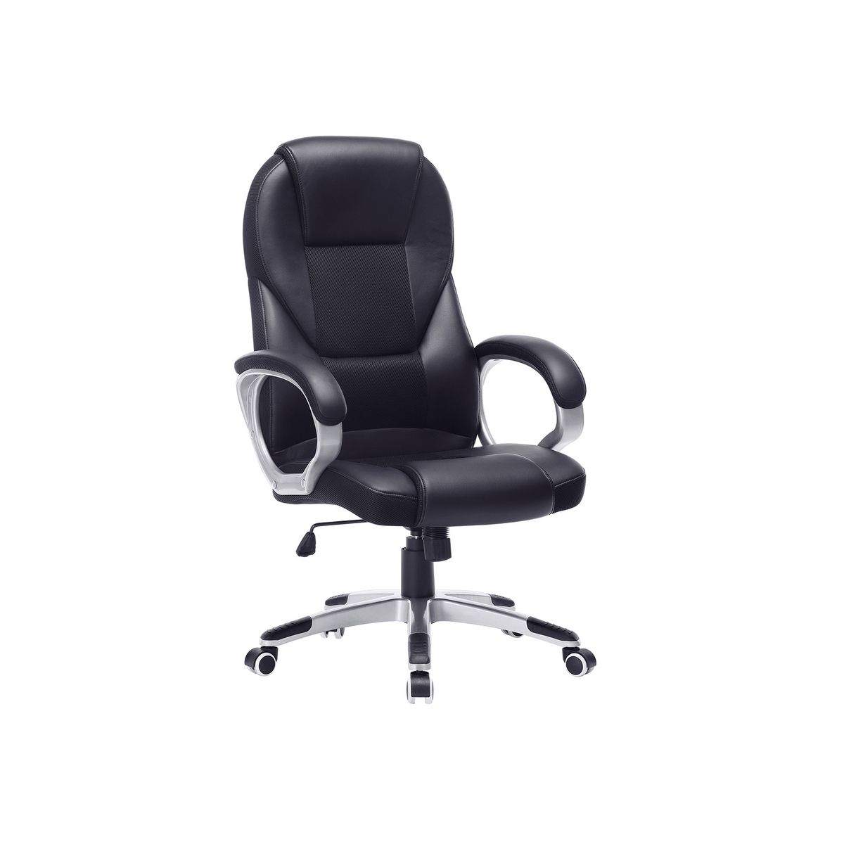 SONGMICS kontorstol, med hjul, svingbar, svart, OBG22B
