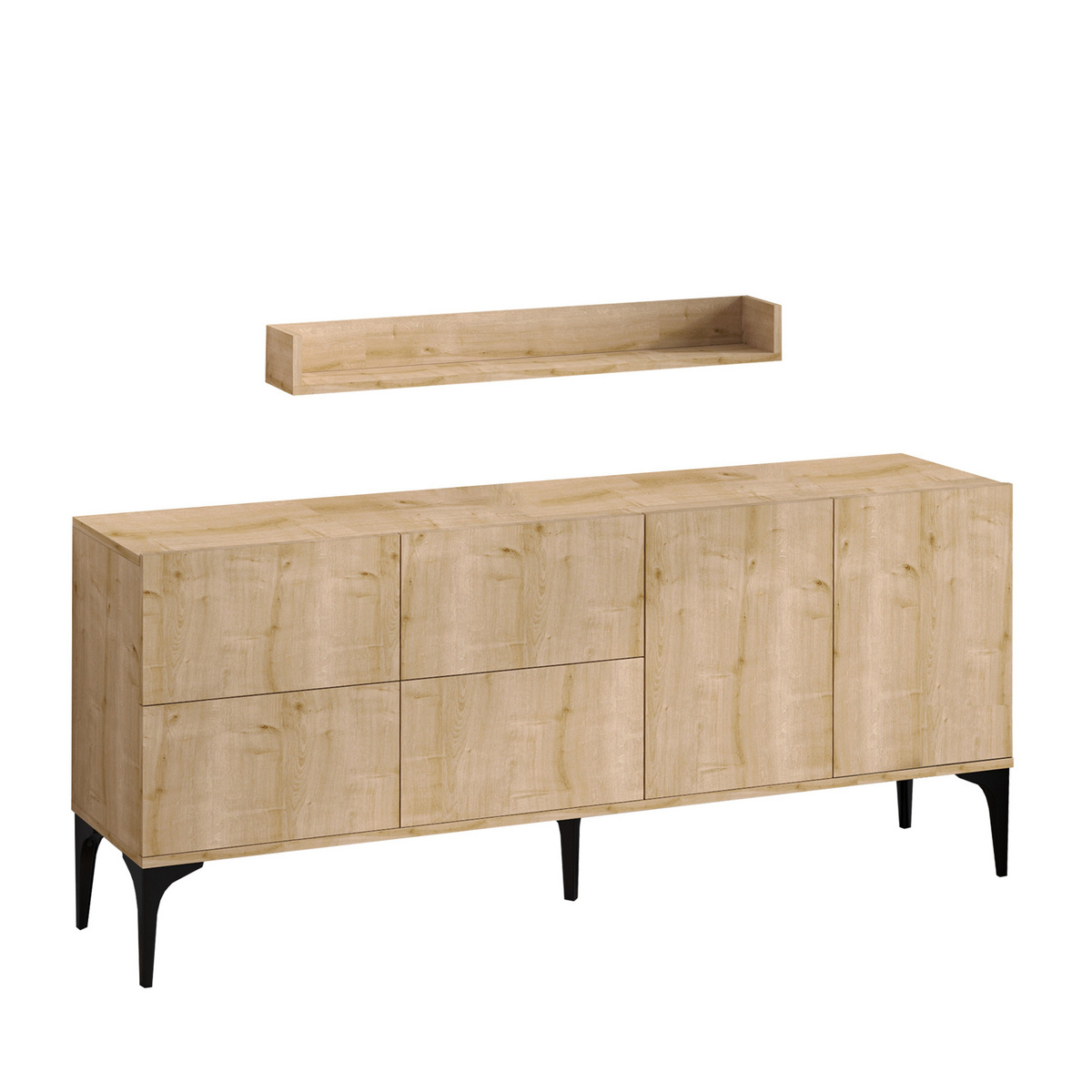 Norda Design moderne konsollbord med vegghylle, 180x55x40 cm | 100% melaminbelagt | stilig og funksjonell