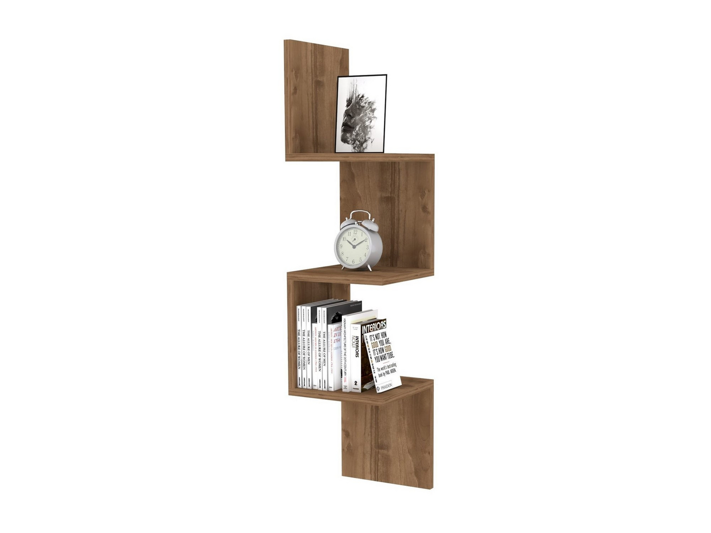 Norda Design moderne vegghylle, 100% melaminbelagt, 25x105.4x25 cm, 18 mm tykk, stilig oppbevaringsløsning