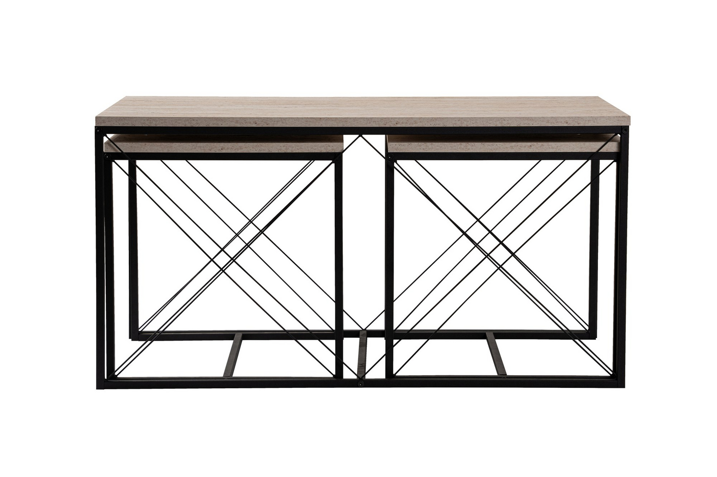 Norda Design moderne sofabordsett (3 deler), 100x50 cm | 100% melaminbelagt, metallben
