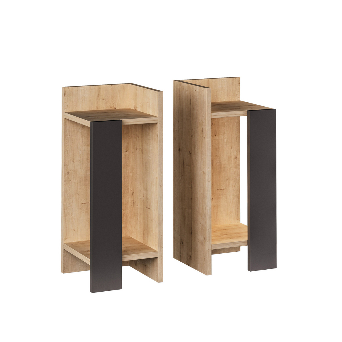 Norda Design moderne nattbord (2 deler), 25 x 60 x 27 cm | 100% melaminbelagt, 18 mm tykk | stilig og funksjonell for alle soverom