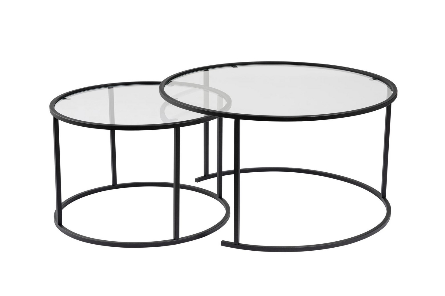 Norda Design moderne sofabordsett (2 deler), herdet glass og metallramme | stilig industriell design, perfekt for stue