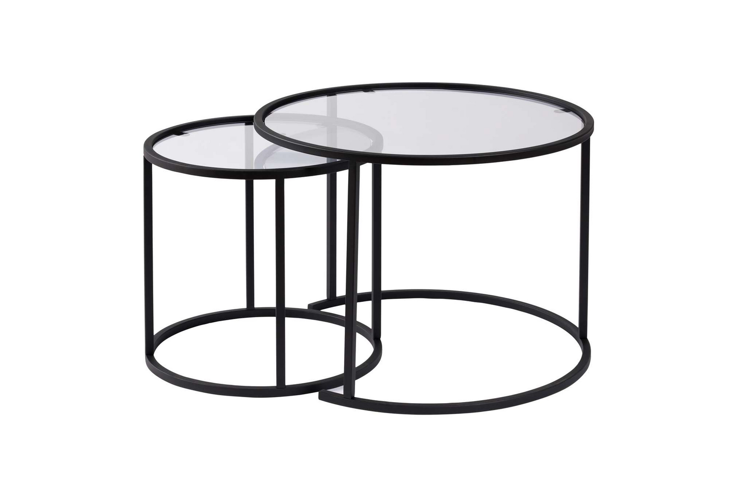 Norda Design moderne sofabordsett (2 deler), herdet glass og metallramme | stilig industriell design