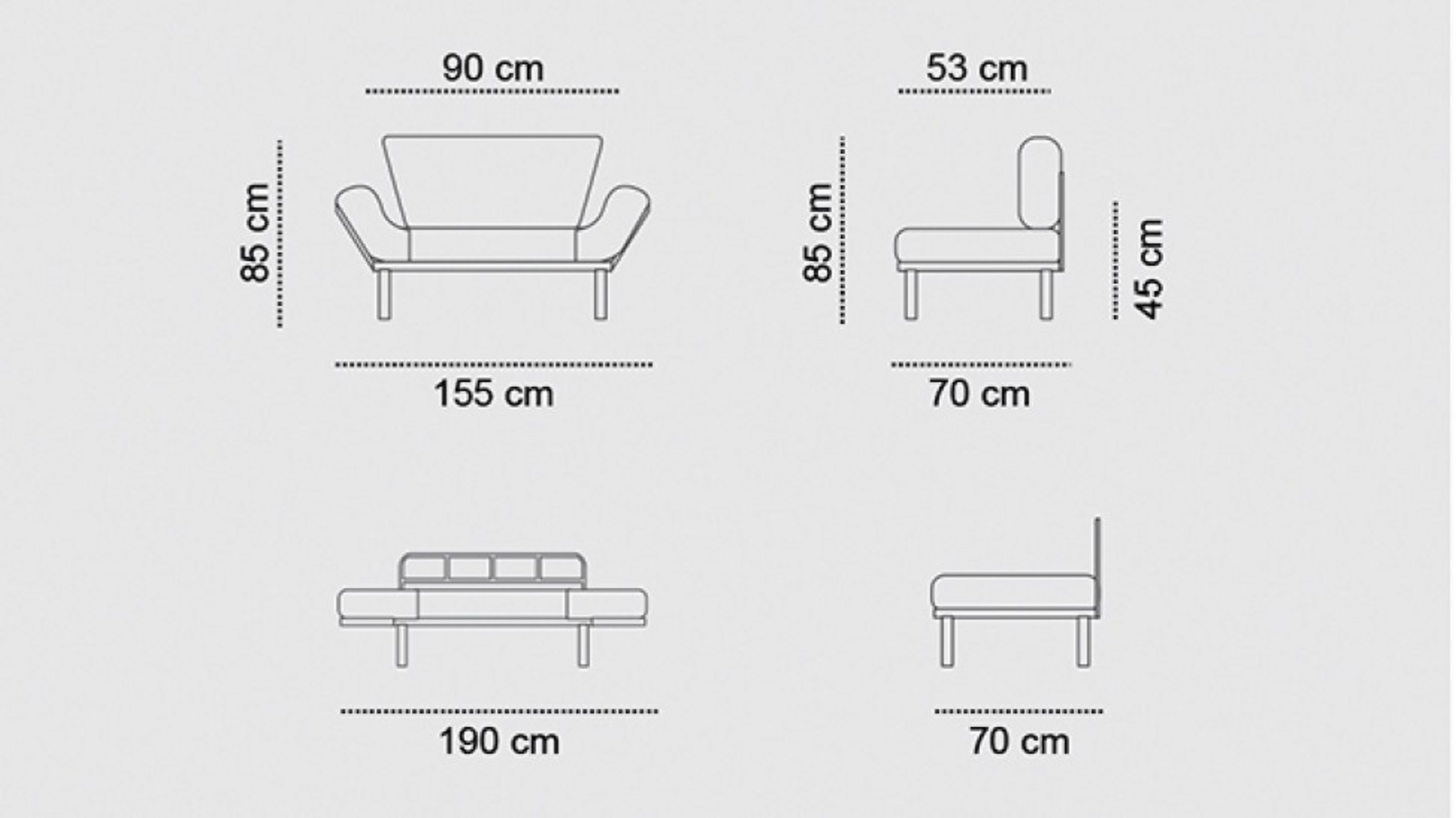 Norda Design 2-seters sovesofa til hagen Nitta Outdoor Double 70 x 150 x 85 cm