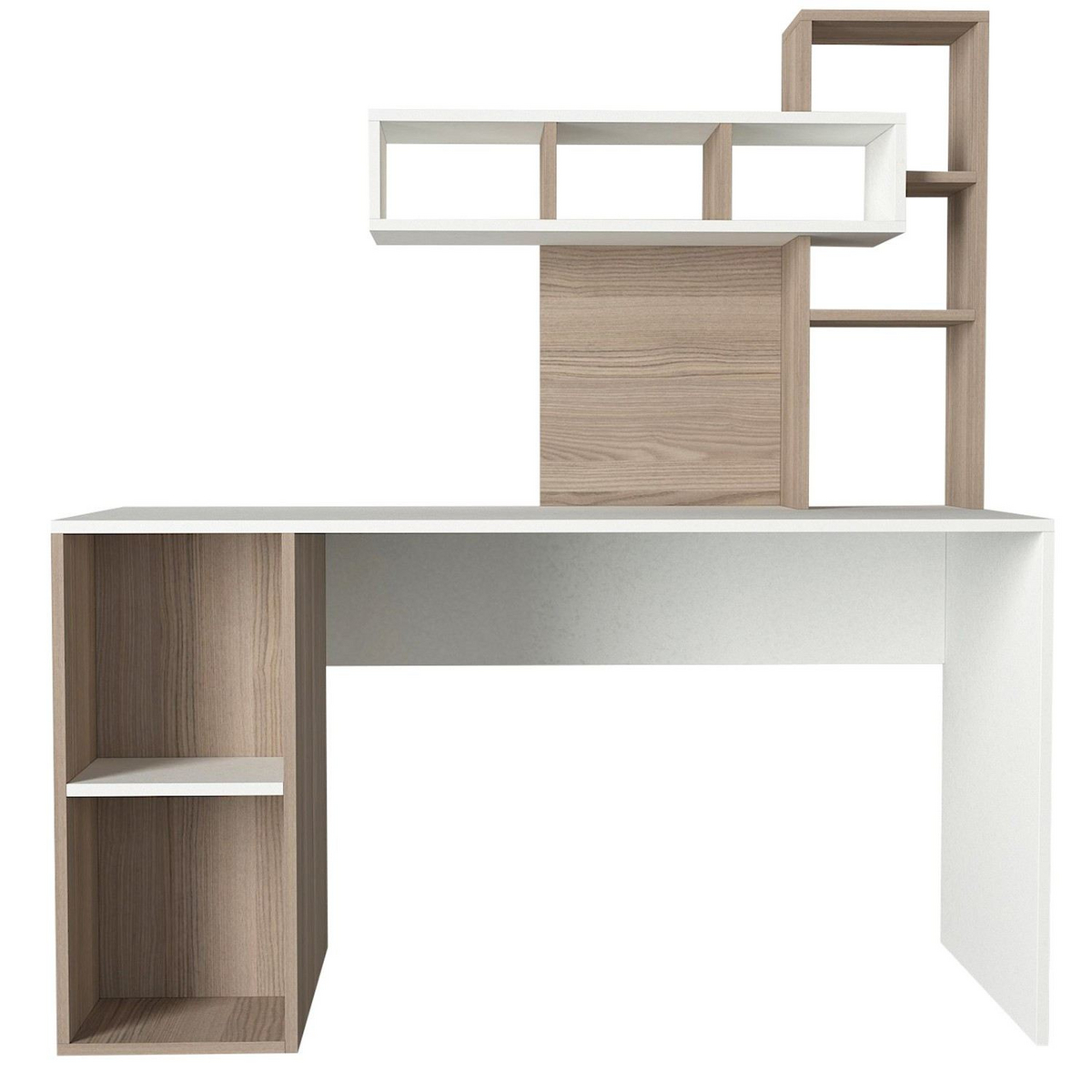 Norda Design moderne skrivebord med bokhylle, hvit og Cordoba, 140x60 cm | 100% melamin, 18mm tykk | stilig og funksjonell