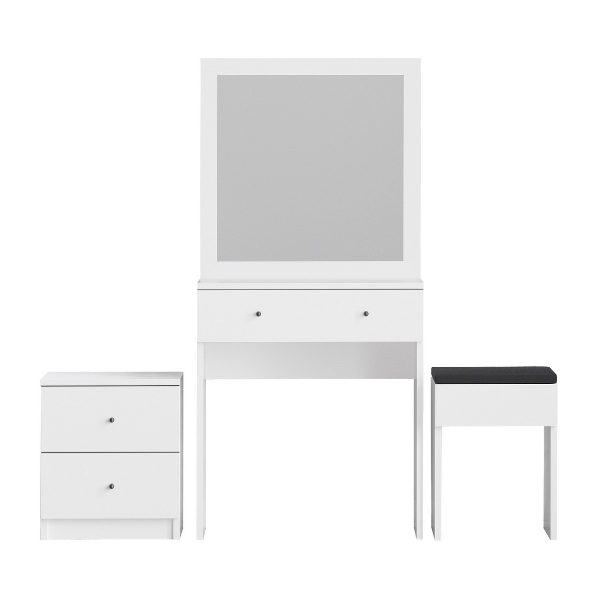 Norda Design moderne hvitt sminkebord med speil, 100% melaminbelagt, 65x139x35 cm | veggmonterbar design