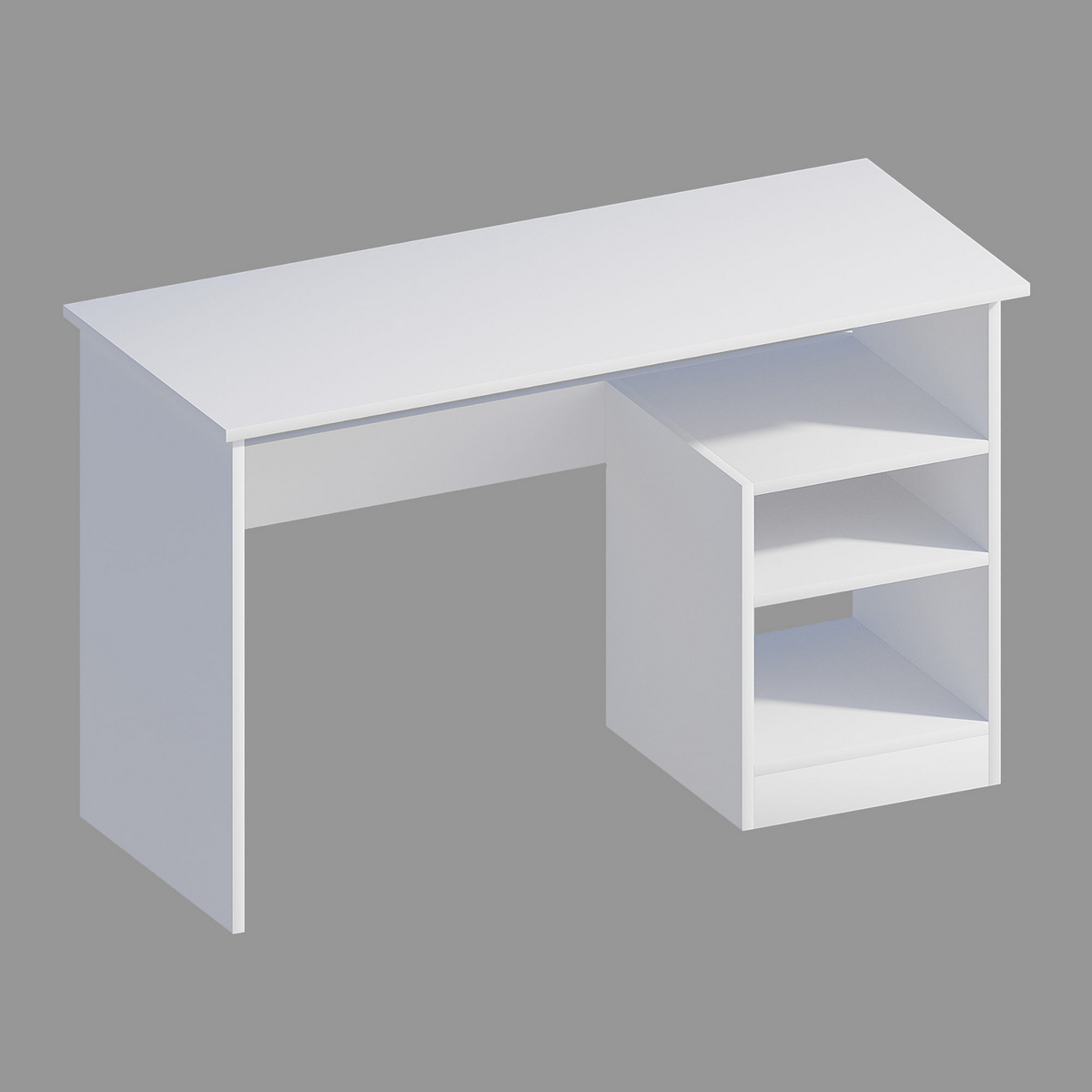 Norda Design moderne skrivebord med veggmonterte hyller, hvit, 120x74x50 cm | 100% melaminbelagt, 18 mm tykk