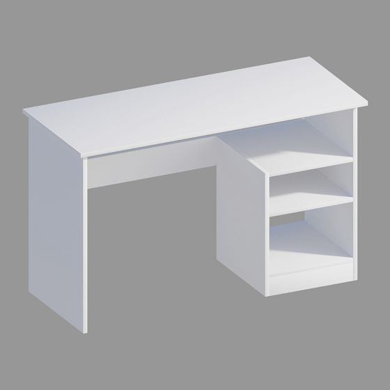 Norda Design moderne skrivebord med veggmonterte hyller, hvit, 120x74x50 cm | 100% melaminbelagt, 18 mm tykk