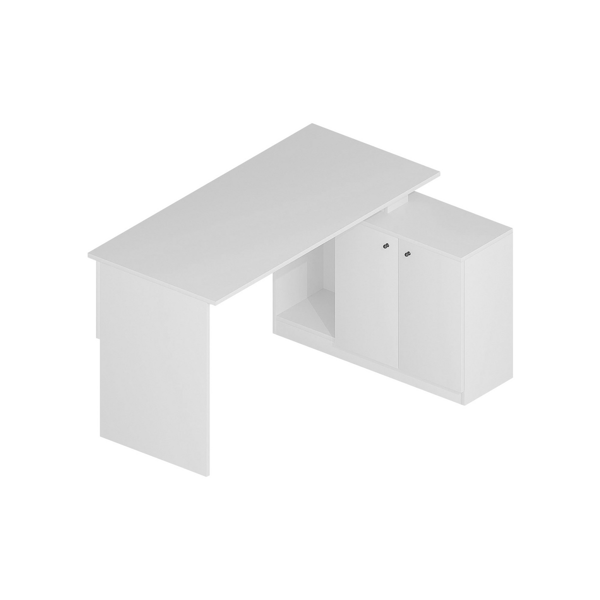 Norda Design moderne hvit skrivebord med veggmonterbar sidehylle, 130x74x60 cm | 100% melamin, 18 mm tykk