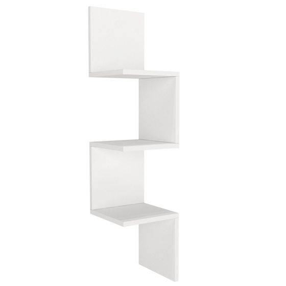 Norda Design moderne hvit vegghylle, 100% melaminbelagt, 25x105.4x25 cm, 18mm tykk, flere hyller, plassbesparende