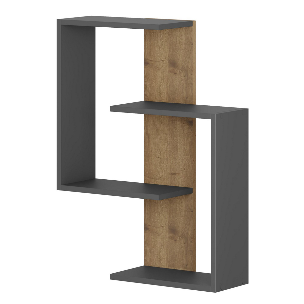 Norda Design moderne vegghylle, antrasitt og eik, 64 x 85 x 22 cm | 100% melaminbelagt, 18 mm tykk | stilig og funksjonell