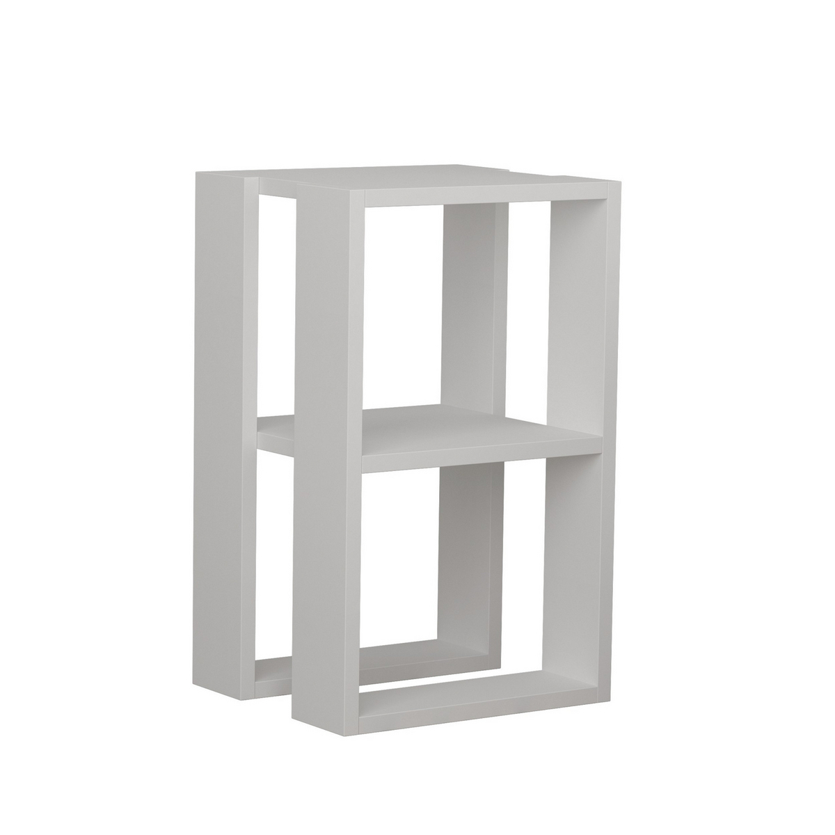 Norda Design moderne hvitt nattbord, 2-nivå, 30x55x30 cm | 100% melaminbelagt sponplate, 18 mm tykk | stilig og funksjonell