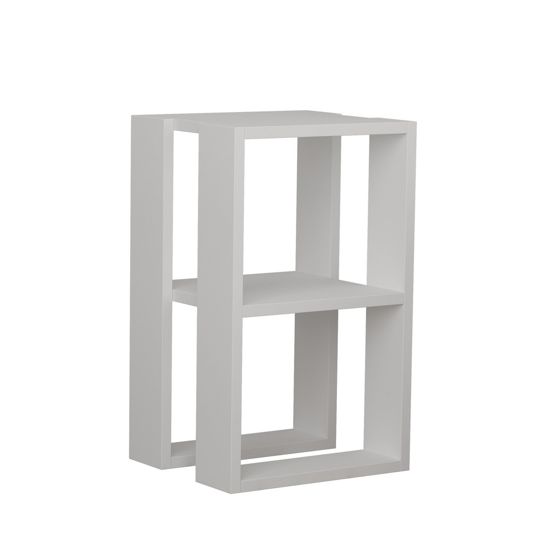 Norda Design moderne hvitt nattbord, 2-nivå, 30x55x30 cm | 100% melaminbelagt sponplate, 18 mm tykk | stilig og funksjonell