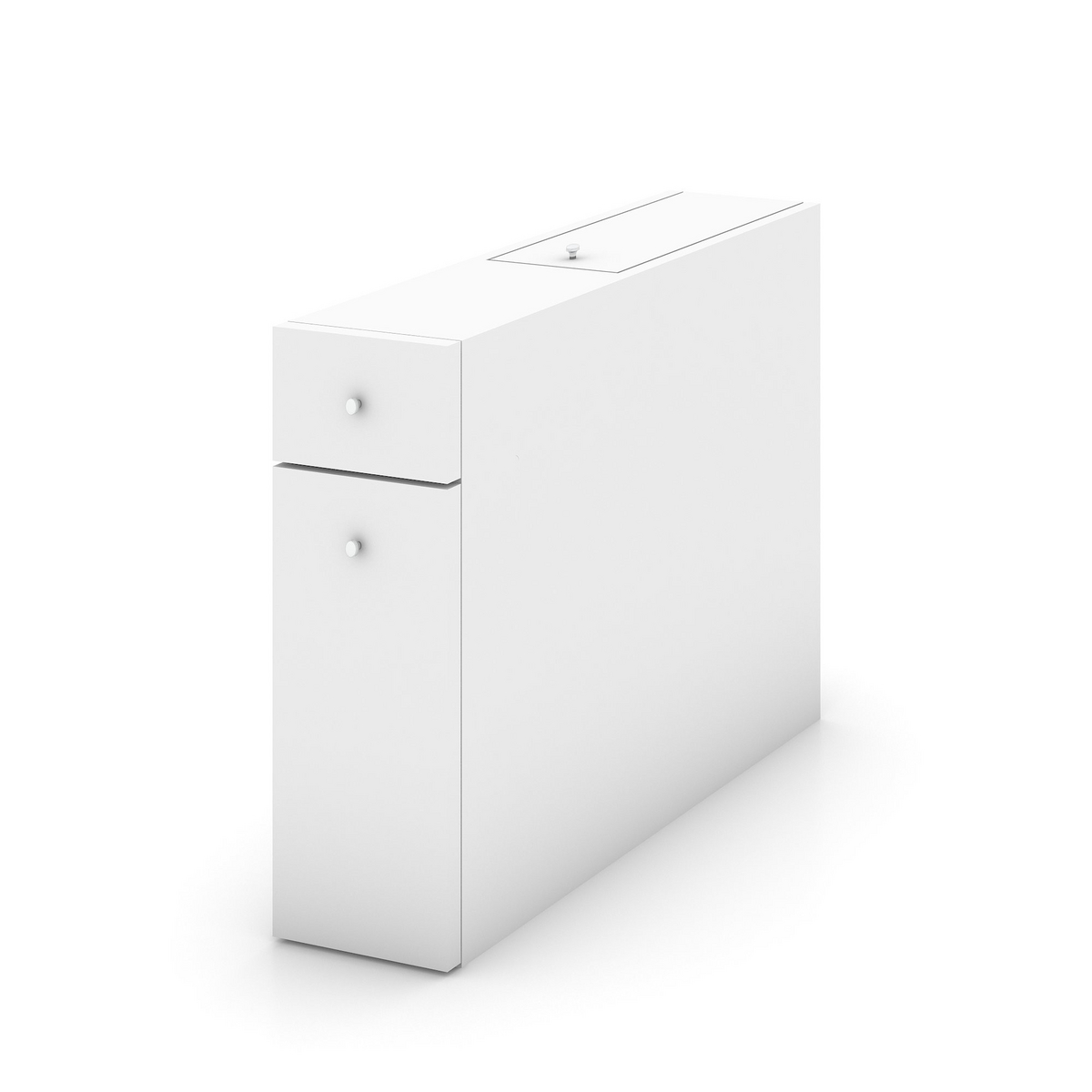 Norda Design moderne hvit baderomsskap, 2 skuffer og hyller, 100% melamin, 20x55x60 cm, ferdigmontert, veggmonterbar